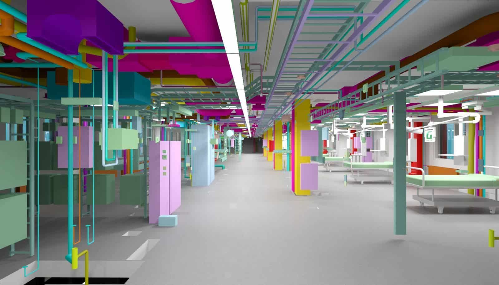 Figure 2 Building Information Modelling BIM of hospital interiors in 3D view